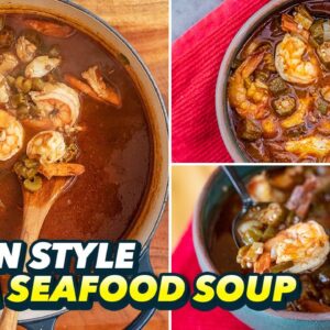 Low Carb Cajun Style Okra Seafood Soup